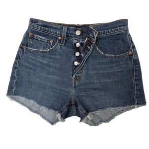 Levi's Shorts Women's 26 Blue 501 Cutoffs Button Fly Dark Wash Denim